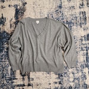 a new day Gray V-Neck Sweater Relaxed Fit
